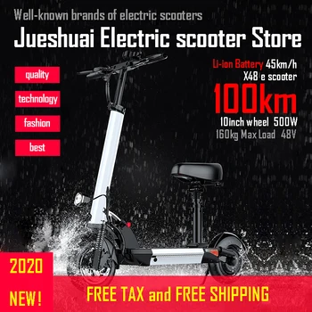 شراءلمسافات طويلة 100 كجم سكوتر كهربائي 10 بوصة 48V500W عجلة المحرك الكبار ركلة للطي Patinete E سكوتر بطارية ليثيوم Electrico M365