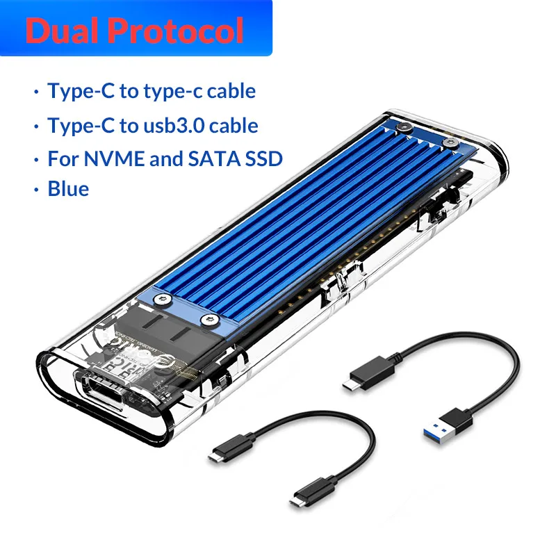 box hdd external 2.5 ORICO M2 SSD Case NVME SSD Enclosure M.2 to USB Type C Transparent Hard Drive Enclosure for NVME PCIE NGFF SATA M/B Key SSD Disk hard disk box 3.5 HDD Box Enclosures