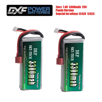 

2PCS DXF Hot selling Rc Lipo Battery 2S 7.4V 3300mah 20C Max 40C for Feiyue 03 Wltoys 12428 12423 1:12 RC Car Spare parts