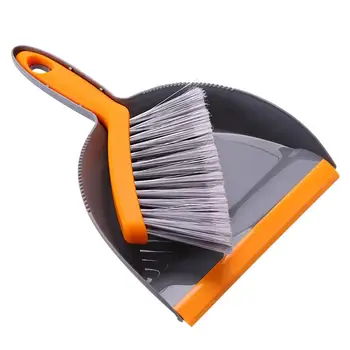 

Cute Mini Broom and Dustpan Plastic Cleaning Tools Creative Home Adornment for Home Desktop (Gray and Orange)