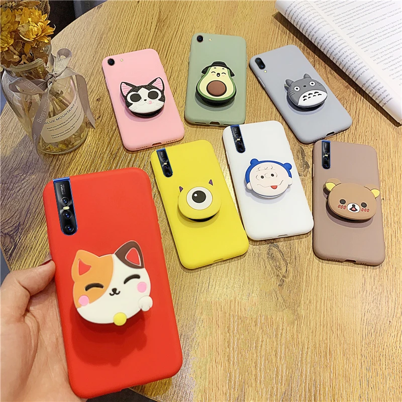 

Matte 3D Cute Holder Silicone Case For Vivo Y51 Y53 2017 Y55 Y66 Y67 Y71 Y17 Y3 Y15 Y71 Y75 Y79 Y85 Y83 Y91 Y97 Soft Cover