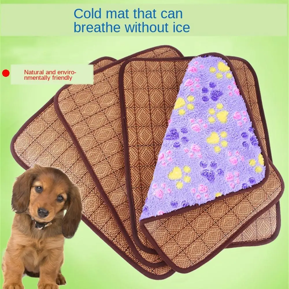 

Pets Mat Multicolor Spring Summer Double-Sided Rattan Mat Teddy Golden Retriever Kennel Dog Cat Mat For Large Medium Dogs
