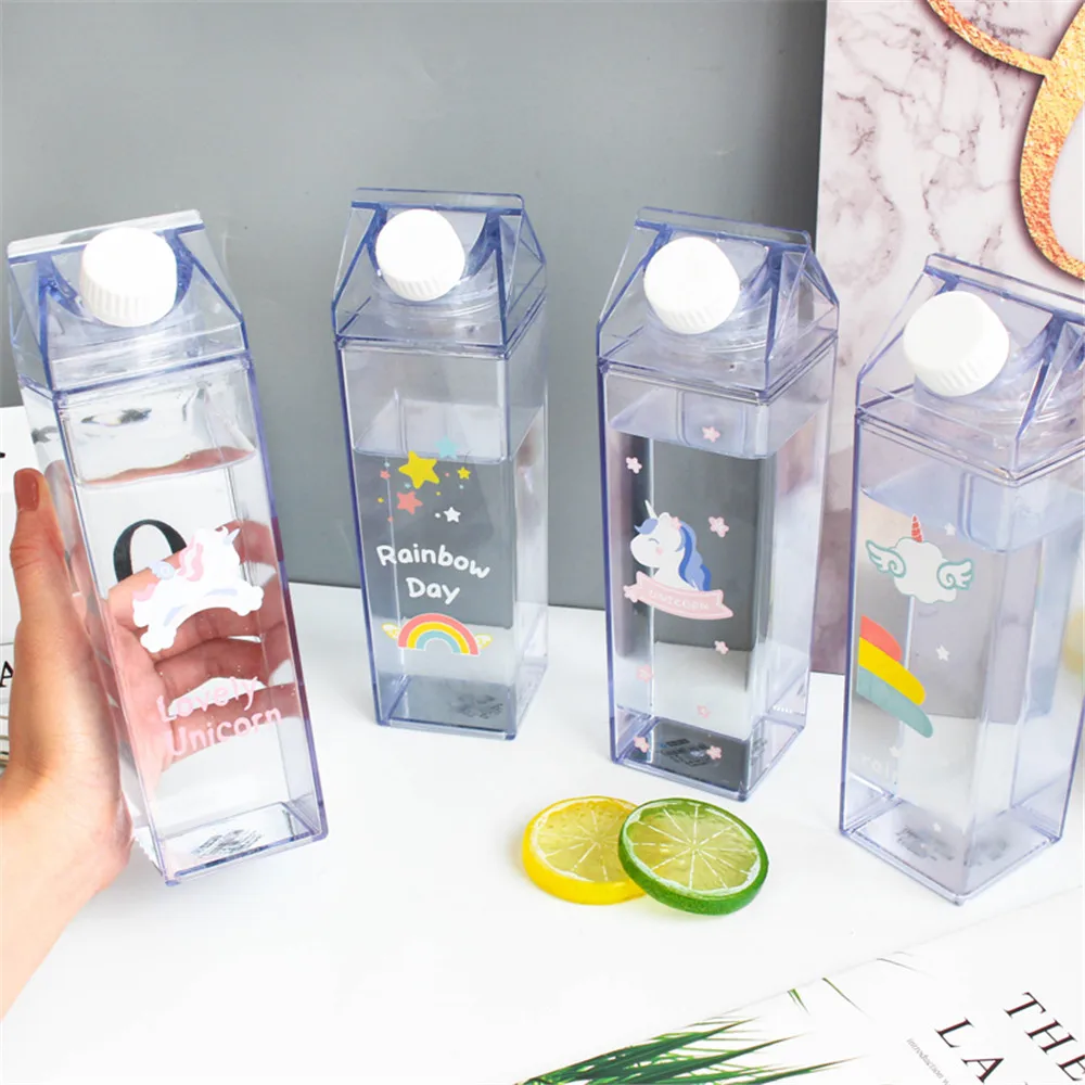 500ml Milk Box Shape Water Bottles Cartoon Rainbow Pattern Plastic Drink Bottle Cute Unicorn Coffee Fruit Juice Cup Drinkware 500ml Milk Box Shape Water Bottles Cartoon Rainbow Pattern Plastic Drink Bottle Cute Unicorn Coffee Fruit Juice Cup Drinkware