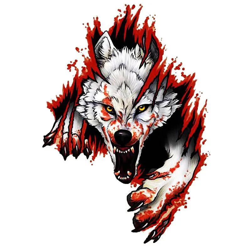 Car Personality 3D Realistic Wolf Head Hood Car Body Car Door Body Decorative Stickers Car Stickers Anime Car Accessories