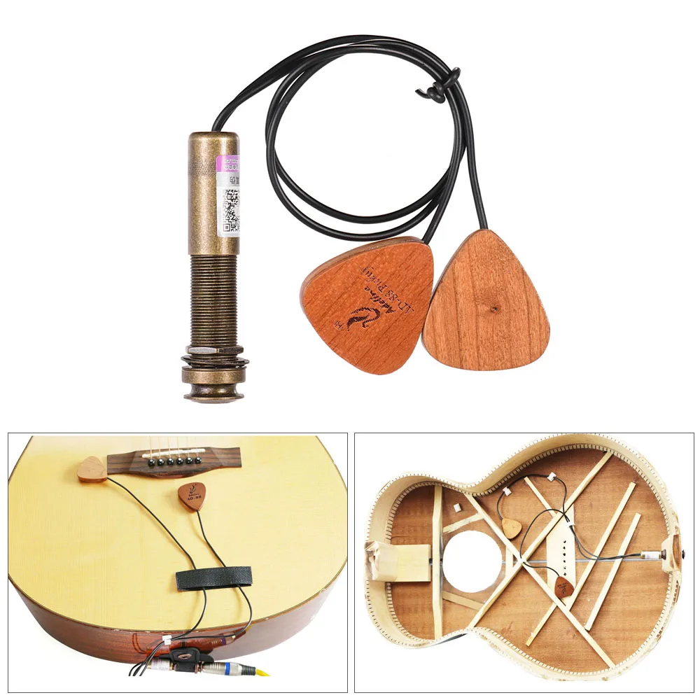 

Adeline AD-88 Self-adhesive Wooden Guitar Pickup Transducer Dual Pickups with 6.35mm Output Jack for Acoustic Folk Guitar