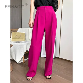 

Thick Wide leg pants 2019 winter autumn women female casual loose wide palazzo pants high wasit quality rose red black white