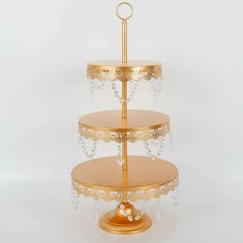 

1*Cake Stand 3 Tier Wedding Metal Cake Cupcake Stand Tray Crystal Dessert Display Tower Plate High Quality Stand Rack