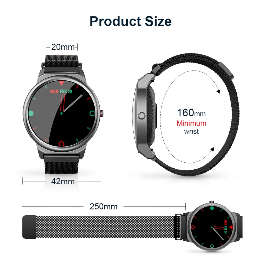 LEMFO Smart Watch Men Full Touch Heart Rate Blood Pressure Monitor Smart Watches Women Waterproof Milanese Strap Android Watch