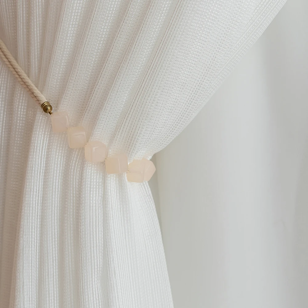 

White Stripe Window Tulle Curtains for Living Room Modern Sheer Voile Curtains for Bedroom Balcony Yarn Decor Drapes Curtains