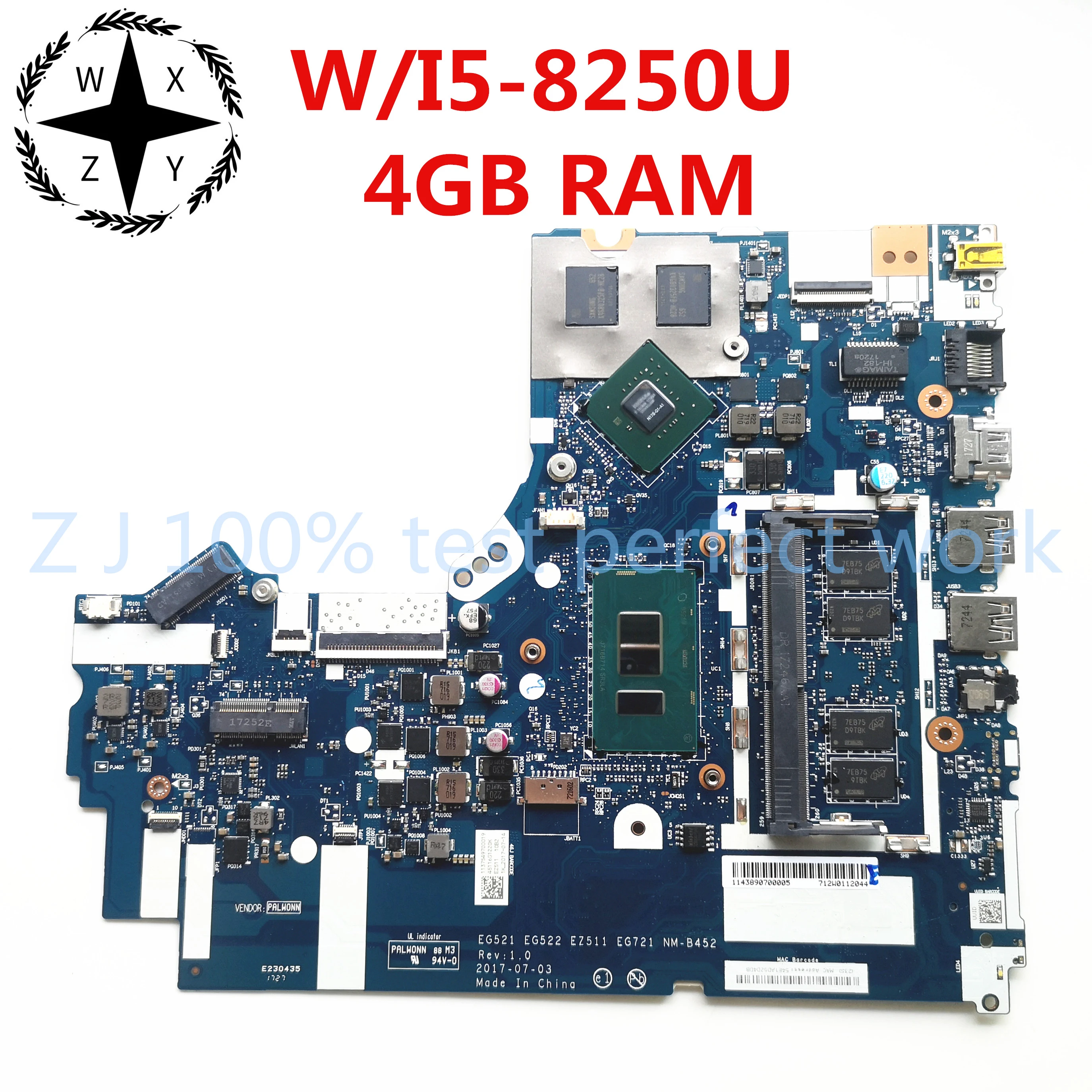 レノボ ideapad 520-15IKB ノートパソコンのマザーボード I5-8250U cpu 4 ギガバイト ram DDR4 N17S-G1-A1 MX150 gpu NM-B452 5B20P99233