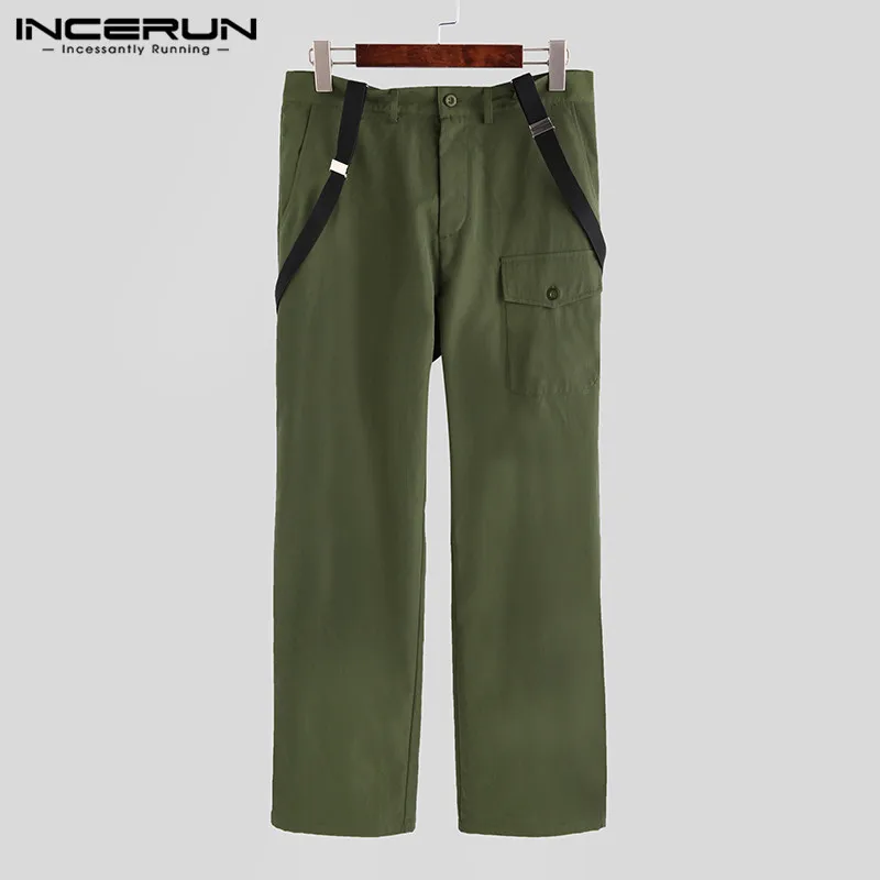 Army Green INCERUN, брендовый комбинезон на подтяжках, для мужчин, корейская мода, однотонный, Карго, комбинезон, Повседневный, тренд, Джокер, высокая улица, для мужчин, s, мешковатый комбинезон - Цвет: Army Green