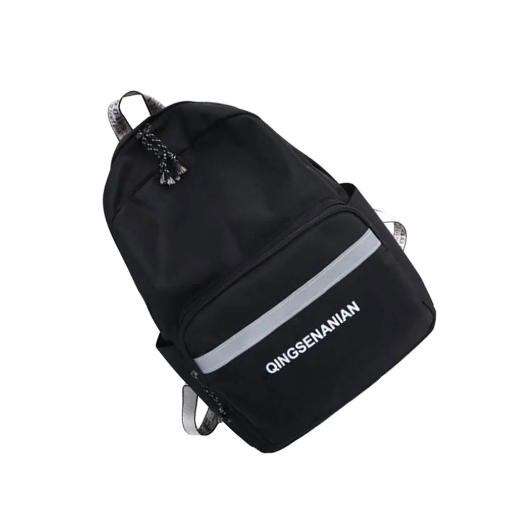 Стильный рюкзак со светоотражающими полосками, большой емкости, Холщовый Рюкзак, повседневная многофункциональная сумка для путешествий, кампус, для мальчиков и девочек, черный