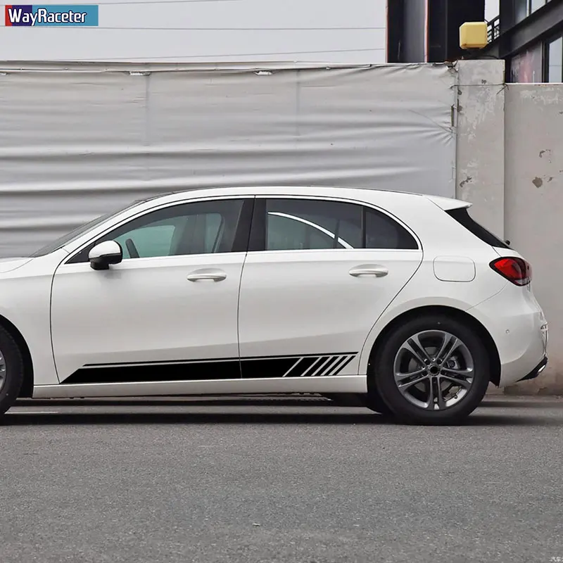 Наклейка на юбку с полосками сбоку 2 шт. 1 наклейка для Mercedes Benz W176 W177 A45 A35 V177 X117 AMG