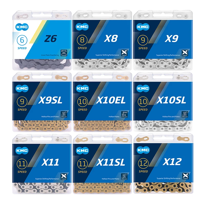 Велосипедная цепь KMC Z6/X8/X9/X10/X11/X12 цепи для горного велосипеда 6/7/8/9/10/11/12 коленчатый