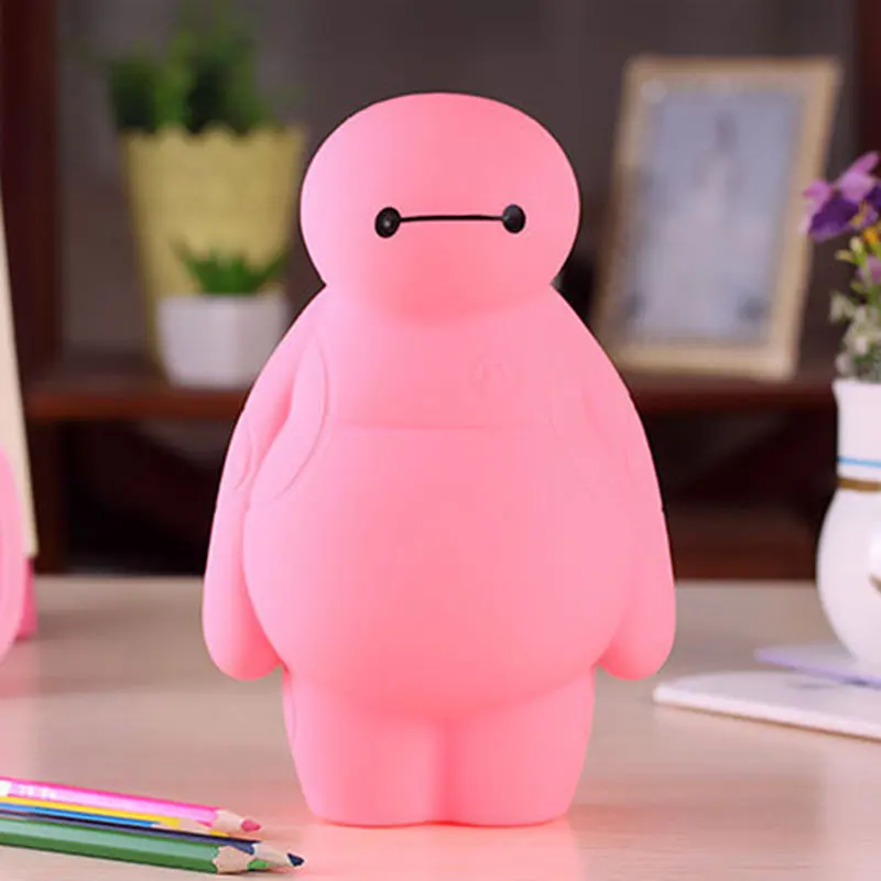 Pink Карандаши для Детские карандаши пенал Чехол 3 кольца для хранения большой размер бэймакс форма пенал - Цвет: Pink