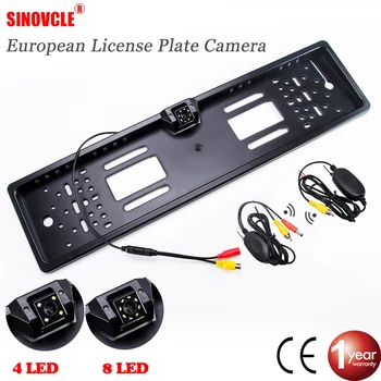 

Car Plate Camera Rear View Wireless EU European License Frame Waterproof Night Vision Reverse Backup Camera 4 LED Or 8 LED light