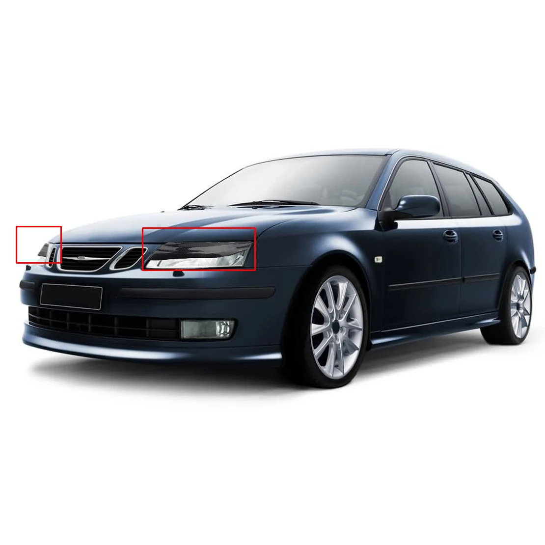 1Pair Front Carbon Fiber Headlight Eyebrow Eyelid Cover Trim Moulding Fit for Saab 9-3 2002 2003 2004 2005 2006
