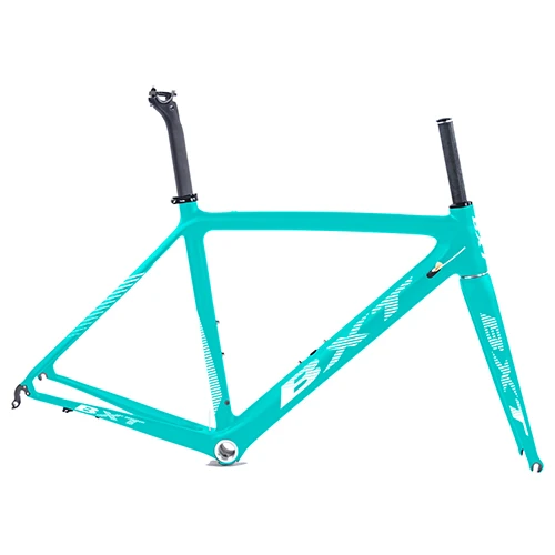 BXT Bicycle Frame Full Carbon Road Bike Frame ultralight 980g 700C Aero Racing Bicycle Frameset with Fork Seatpost Headset Clamp - Цвет: BXT full green