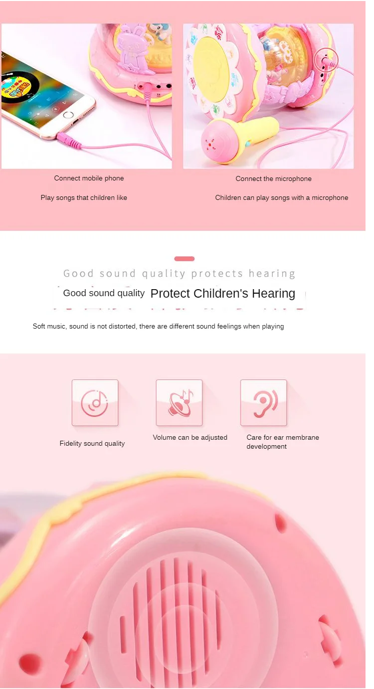 Детский Музыкальный барабан Dreamy парк развлечений музыкальный ручной барабан заряжаемый для девочек и мальчиков карусель-круглый микрофон игрушка