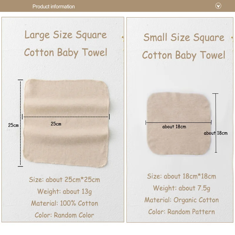 1Pc Baby Cotton S/L Square Towel Bath Wash Handkerchief High Quality Newborn Saliva Wrinkle Towels Muslin Infant Face Wipe Cloth