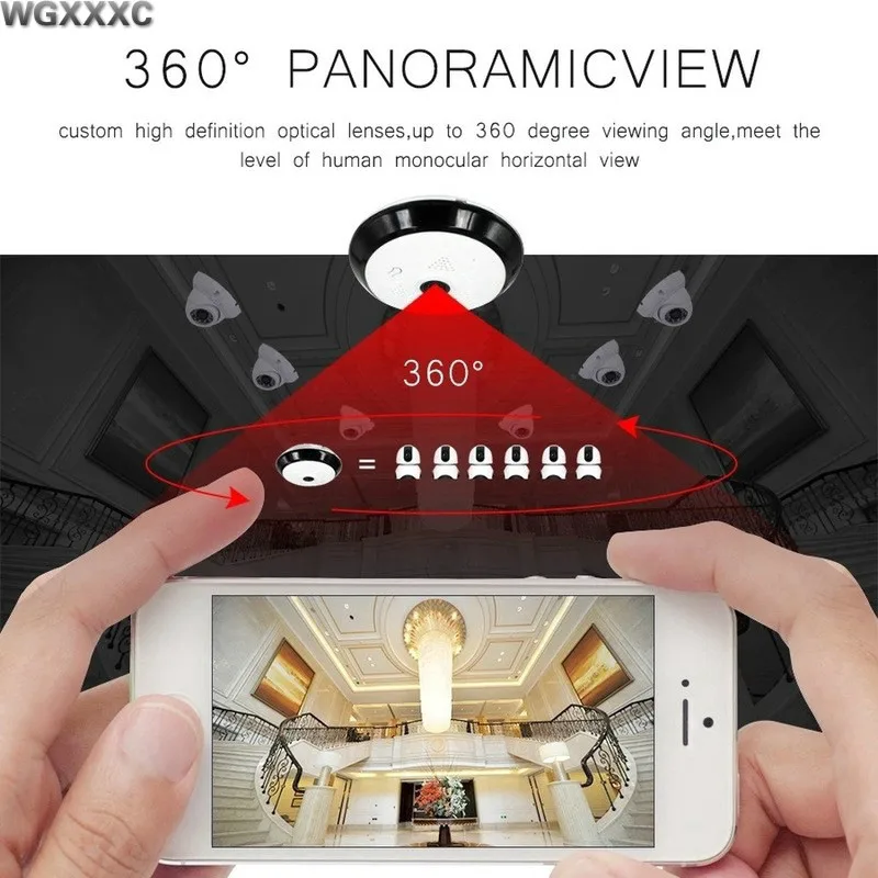 Домашняя безопасность 360 градусов IP видеокамера Wifi панорамная камера