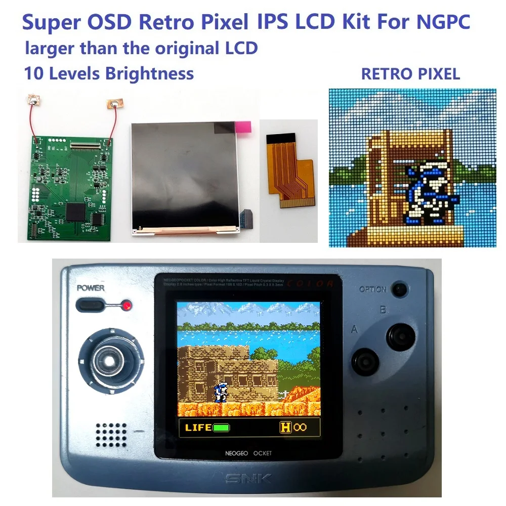 Super OSD Version Large Screen Backlight LCD For NGPC LCD For NEOGEO Pocket Color Game Console