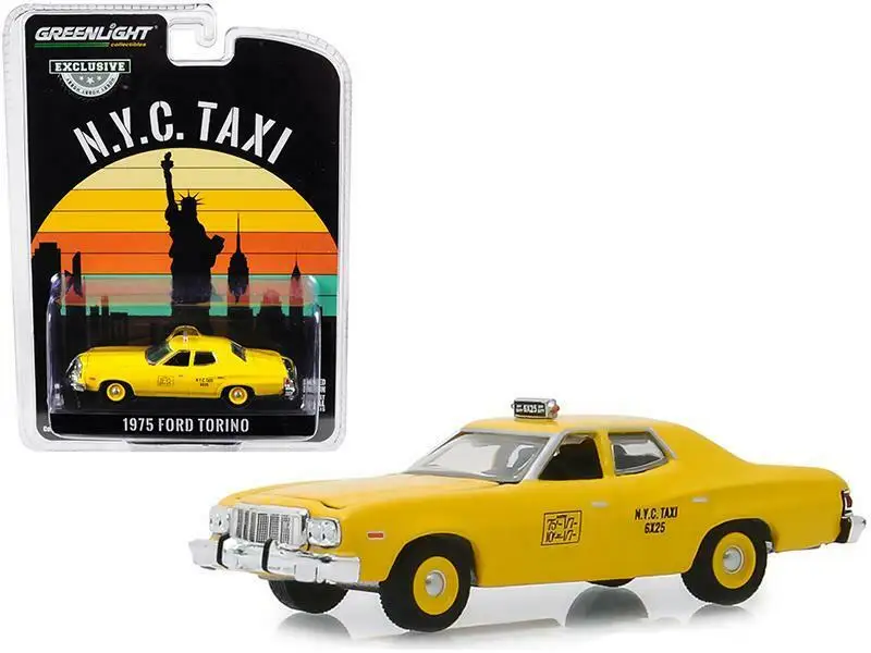 GL 1: 64 1975 Ford Torino желтый "NYC Taxi" литая модель автомобиля металлические игрушки подарок на день рождения для детей мальчик