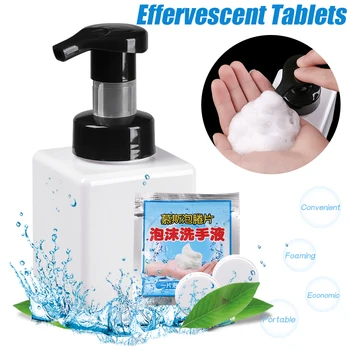 

Hot 10Pcs Homemade Disinfection Washing Square White Pump Bottle Mousse Bubble Antibacterial Hand Sanitizer Effervescent Tablets