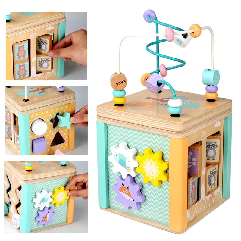 

Baby Toys Wooden Montessori Beaded Maze Shape Recognition Toy Cartoon Clock Learning Children Preschool Education Toy Math Toys
