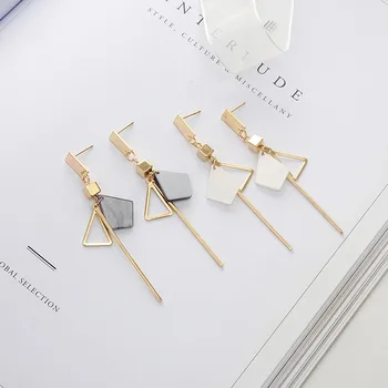 

2020 New Modern Design Three-dimensional Geometric Gold Color Long Drop Earrings For Women Hollow Out Dangle Earring