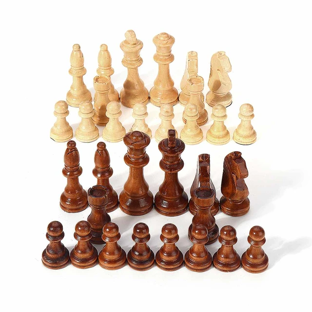 32 pçs/set 2.2 Polegada peças de xadrez de madeira palavra internacional  jogo xadrez peça entretenimento acessórios - AliExpress
