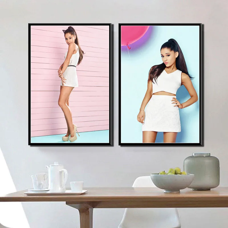 Ариана Гранде поп музыка звезда певец красота Искусство Живопись Шелковый Холст плакат настенный домашний декор, произведение искусства