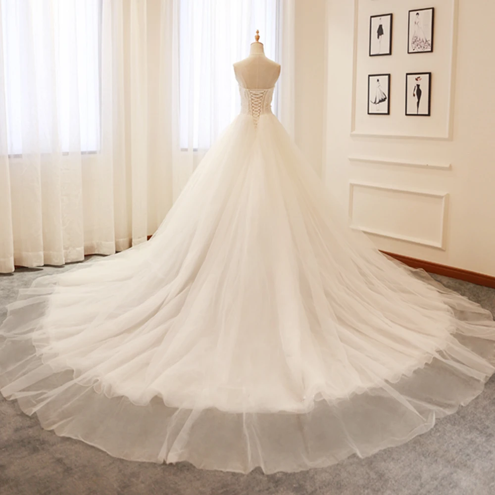 Robe de Mariee Strapless A-line Wedding Dresses Beading Bodice Vestido de Novia Princess Trouwjurk Simple Abito da Sposa