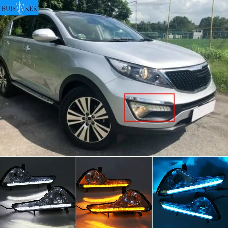 

Дневные ходовые огни 2 шт. для Kia Sportage 2010 2011 2012 2013 2014 SPORTAGE R светодиодный ные дневные ходовые огни, противотуманные фары