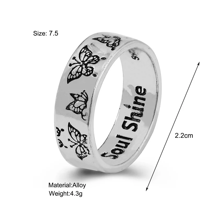 Korean Fashion Butterfly Rings for Women Punk Trendy Vintage Smooth Plum Blossom Chunky Ring Small Daisy Rings Couple Rings - Image 5