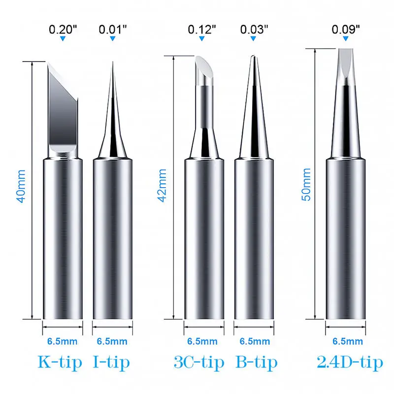 

5pcs/set 900M-T Metal Soldering Iron Tips for Soldering Iron Parts Solder Screwdriver Weller 42mm Replacement Heads Solderingtip