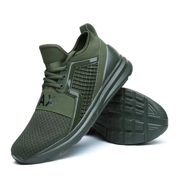 

233 Cushion Mesh Breathable Running Shoes for Men Army Green 2019 Spring Autumn Walking Jogging Shoes Male Sneakers Sport Shoes