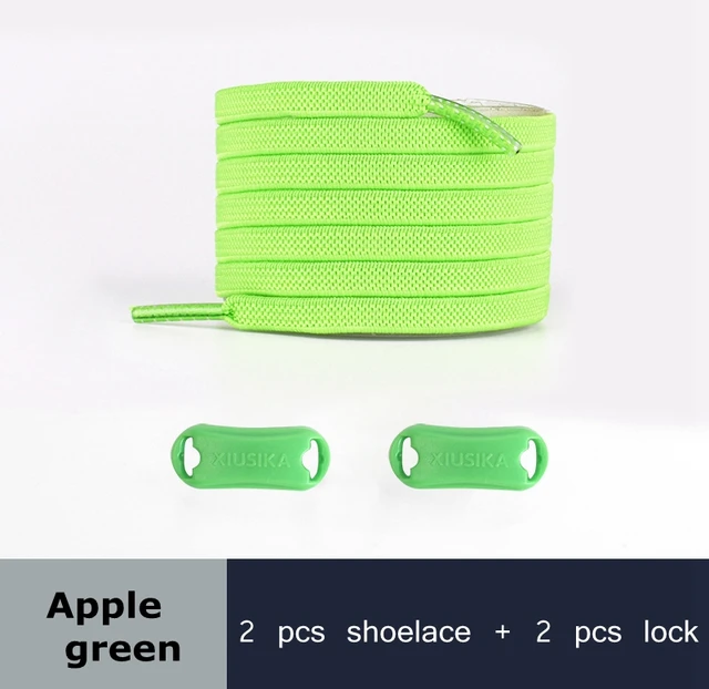 Reticulated Woven Elastic Shoe Laces Flat buckle Lock No Tie Shoelaces Sports Competition Take A Walk Sneakers Lazy Lace Apple green