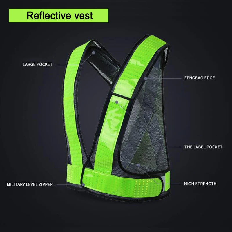 Adjustable Night Work Security Traffic or Cycling Safety Reflective Vest