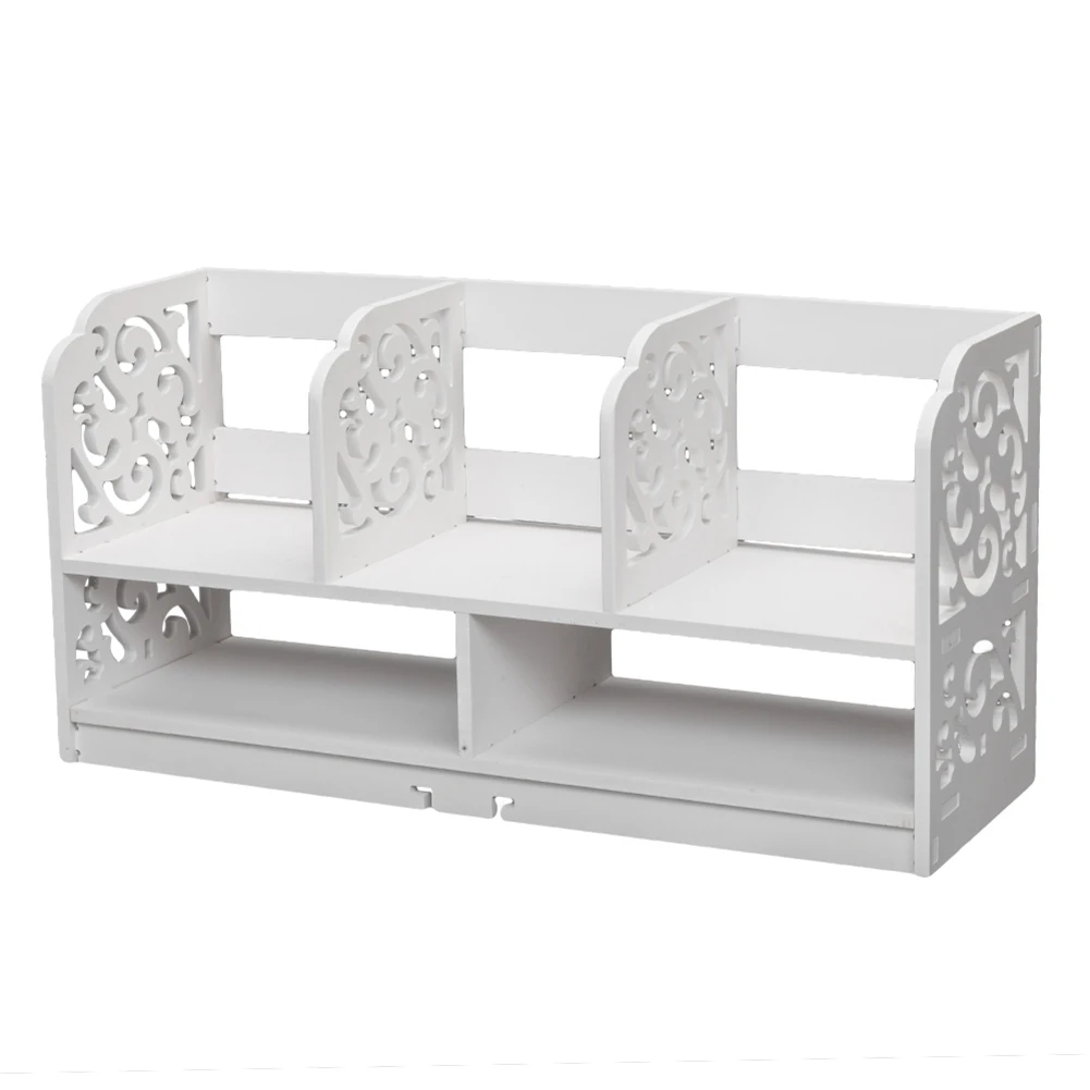 

Wood-plastic Board Large Size Three Rows Bookshelf White LBShipping