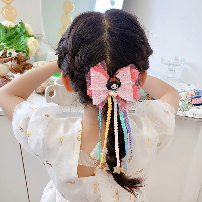 New Girls Lovely Double Layer Bow Princess Sequin Tassel Hair Clip Cute Headband Decorate Hairpin Fashion Accessories | Аксессуары для