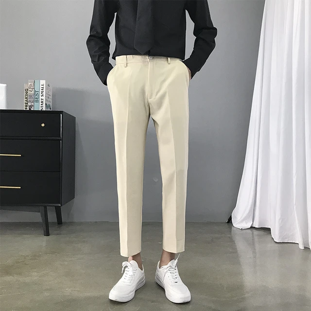 Korean Fashion Summer Men Pants Ankle Length Thin Casual Business Trousers  - Casual Pants - Aliexpress