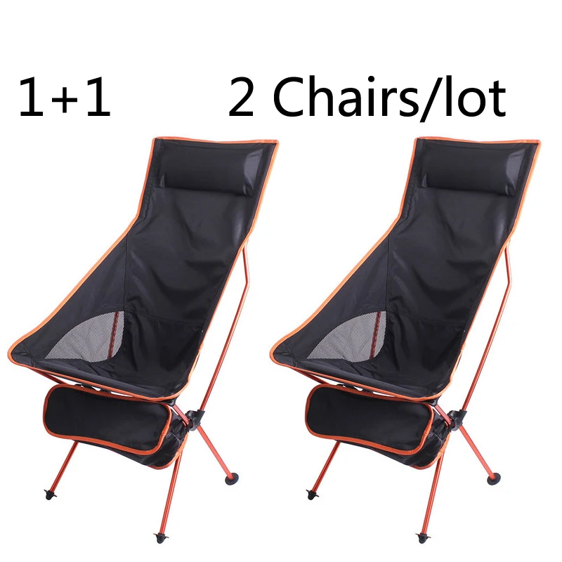 2 PCS Portable Ultralight Outdoor Folding Camping Chair Moon Chairs High Load Travel Beach Hiking Picnic BBQ Seat Fishing Tools 