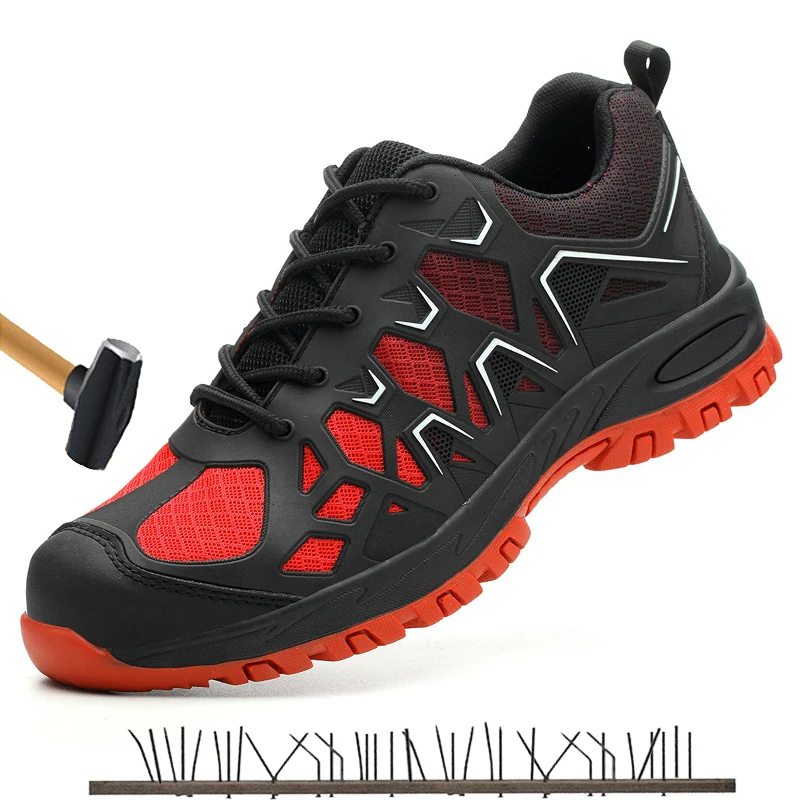 Мужская Рабочая обувь со стальным носком; Повседневные Дышащие уличные кроссовки; нескользящие ПРОКАЛЫВАЮЩИЕ рабочие ботинки; Промышленные ботинки