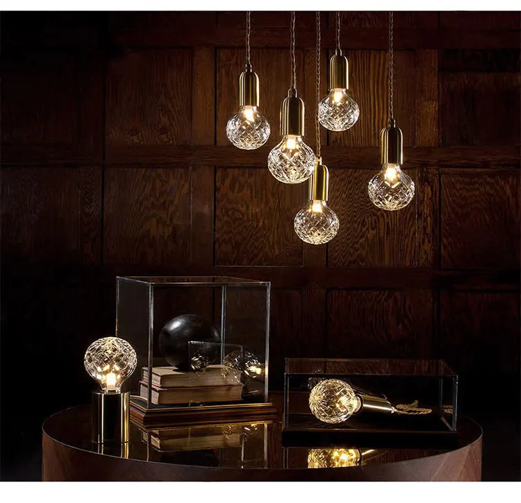 

Designer Post Modern Glass Ball Globe Led Pendant Light Lamp Dimmable Gold Iron Rod Pipe Simple Line Pendant Lamp Light Led
