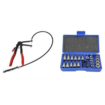 

1 Set 34 Piece Socket Wrench Set Car Repair Tool & 1 Pcs 18Mm - 55Mm Remote Action Radiator Hose Clips Tool