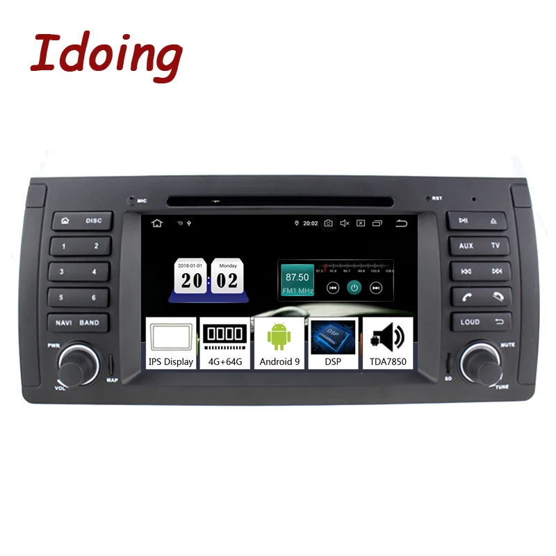 Flash Deal Idoing 7" Android 9.0 Car Auto Radio Multimedia DVD Player 1 Din Stereo System For BMW E39 X5 E53 Octa Core 4G+64G DSP NO 2 din 0