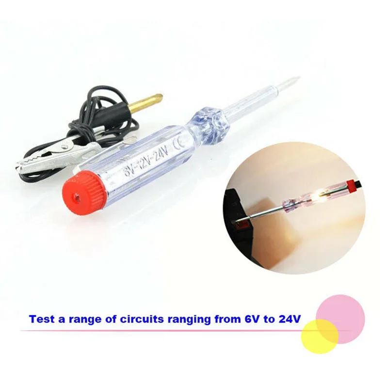 

6/12/24V High Quality Car Voltage Circuit Tester System Long Probe Continuity Test Light Pen Alligator Clip