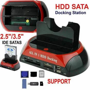 

All In One Hard Disk Dock All In One IDE SATA 2.5 Inch 3.5 Inch Dual Hard Drive HDD Docking Station Dock USB HUB Card Reader