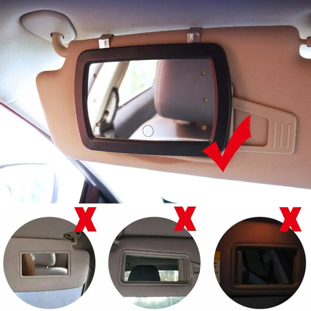 Miroir de pare-soleil de voiture avec maquillage de lumière led Miroir  cosmétique Miroir de vanité réglable Clip sur automobile